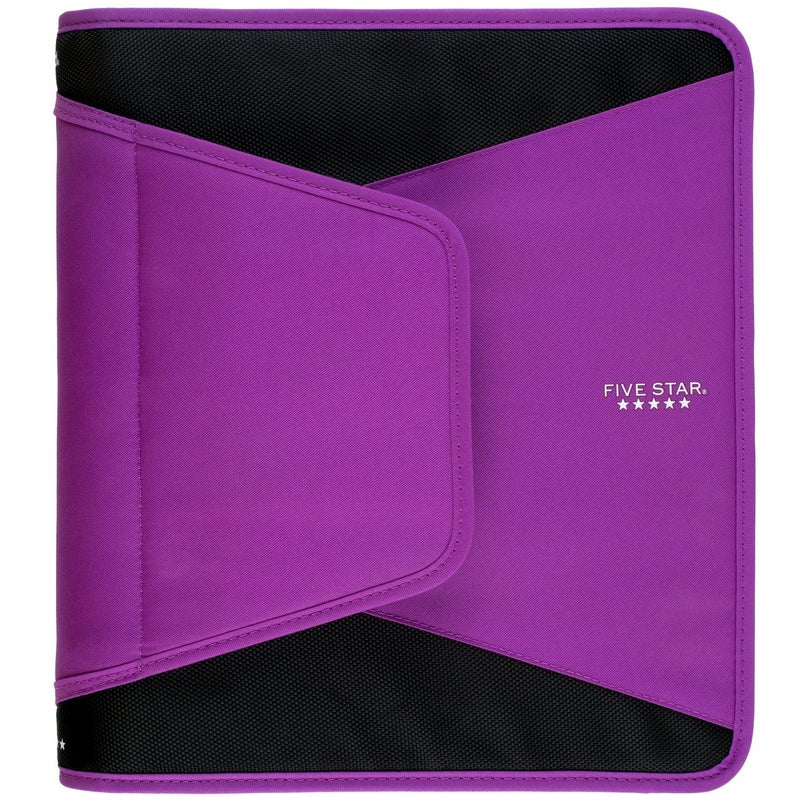 Five Star Zipper Binder, 1-1/2 Inch 3-Ring Binder for School, 3 Pocket Expanding File, 500 Sheet Capacity, Purple (72532) - Image 2